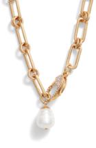 Women's Sole Society Pave Clasp Freshwater Pearl Pendant Necklace