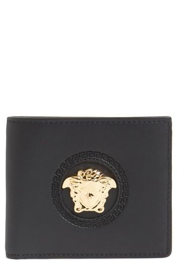 Men's Versace First Line Medusa Leather Bifold Wallet - Black