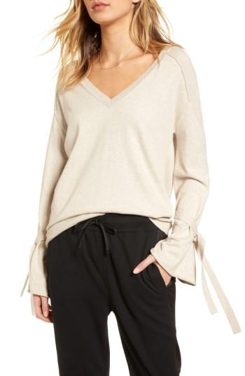 Women's Treasure & Bond Tie Bell Sleeve Top - Beige