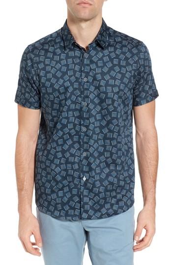 Men's Ted Baker London Tern Geo Print Sport Shirt (s) - Blue