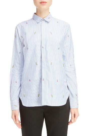 Women's Kenzo Cartoon Stripe Silk Jacquard Shirt