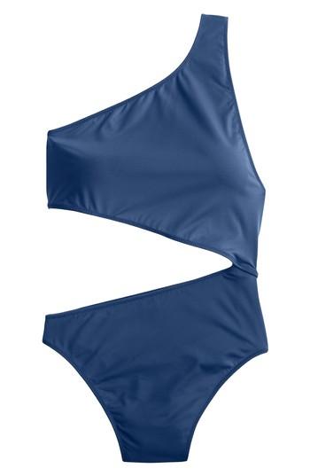 Women's J.crew Playa Tilden One-shoulder One-piece Swimsuit - Blue