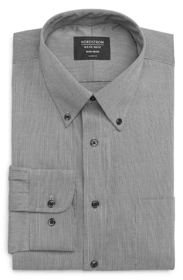 Men's Nordstrom Men's Shop Classic Fit Non-iron Dress Shirt .5 - 32/33 - Grey