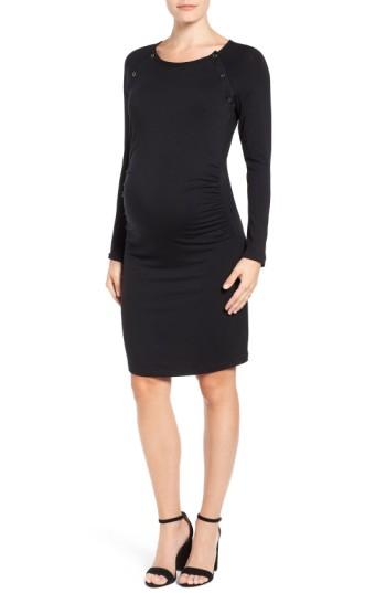 Women's Lab40 'alex' Ruched Maternity/nursing Dress - Black