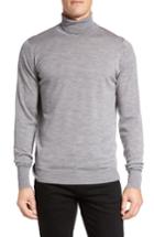 Men's John Smedley 'richards' Easy Fit Turtleneck Wool Sweater, Size - Metallic