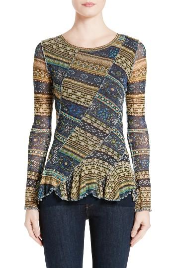 Women's Fuzzi Jewel Print Peplum Hem Top