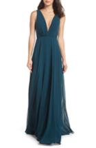 Women's Jenny Yoo Ryan Illusion Neck Chiffon Gown - Blue