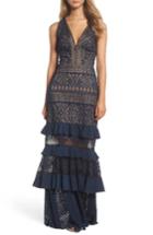 Women's Tadashi Shoji V-neck Tiered Gown - Blue