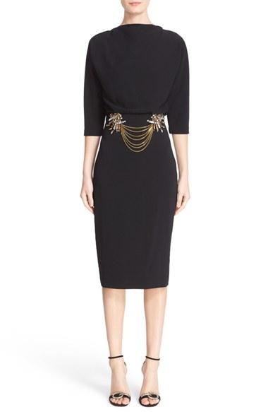 Women's Badgley Mischka Couture Embellished Blouson Midi Dress