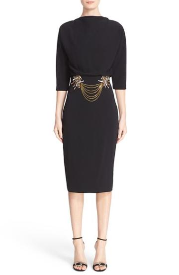 Women's Badgley Mischka Couture Embellished Blouson Midi Dress
