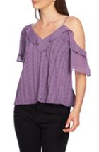 Women's 1.state Ruffle One-shoulder Embroidered Top - Purple