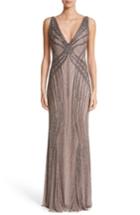 Women's Rachel Gilbert Hand Embellished V-neck Gown