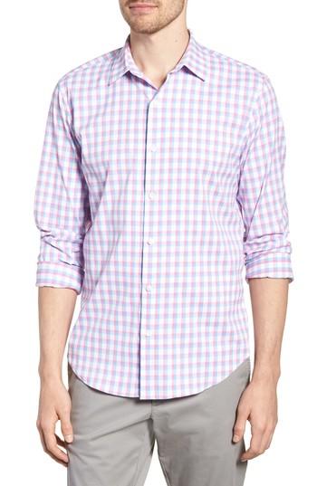 Men's Bonobos Slim Fit Check Performance Sport Shirt R - Pink