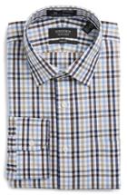 Men's Nordstrom Men's Shop Smartcare(tm) Trim Fit Check Dress Shirt .5 32/33 - Brown