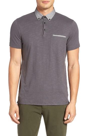 Men's Good Man Brand Peach Slub Jersey Polo - Grey