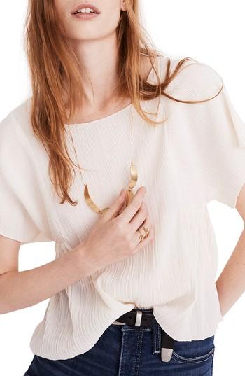 Women's Madewell Micropleat Top, Size - White