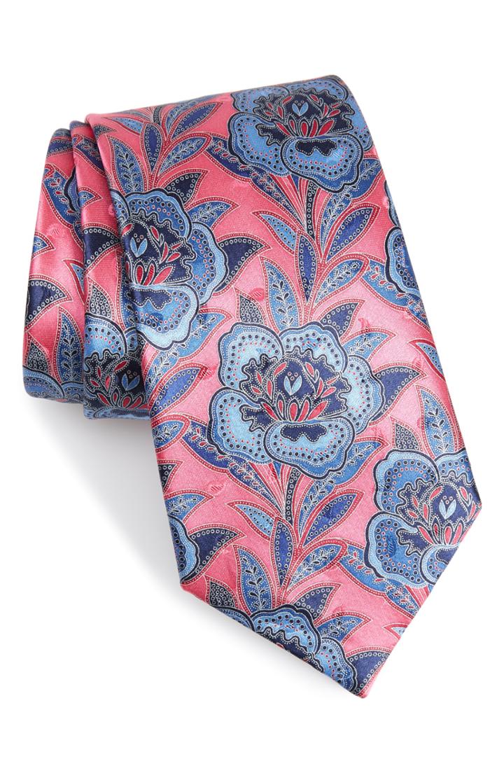 Men's Ermenegildo Zegna Macrofloral Silk Tie, Size - Coral
