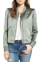 Women's Hinge Shrunken Satin Bomber Jacket - Green