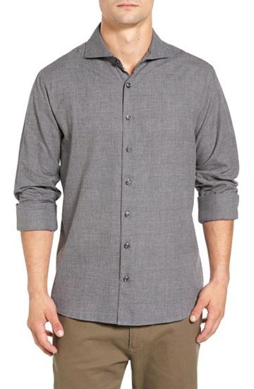Men's Singer + Sargent Regular Fit Glen Plaid Sport Shirt - Grey