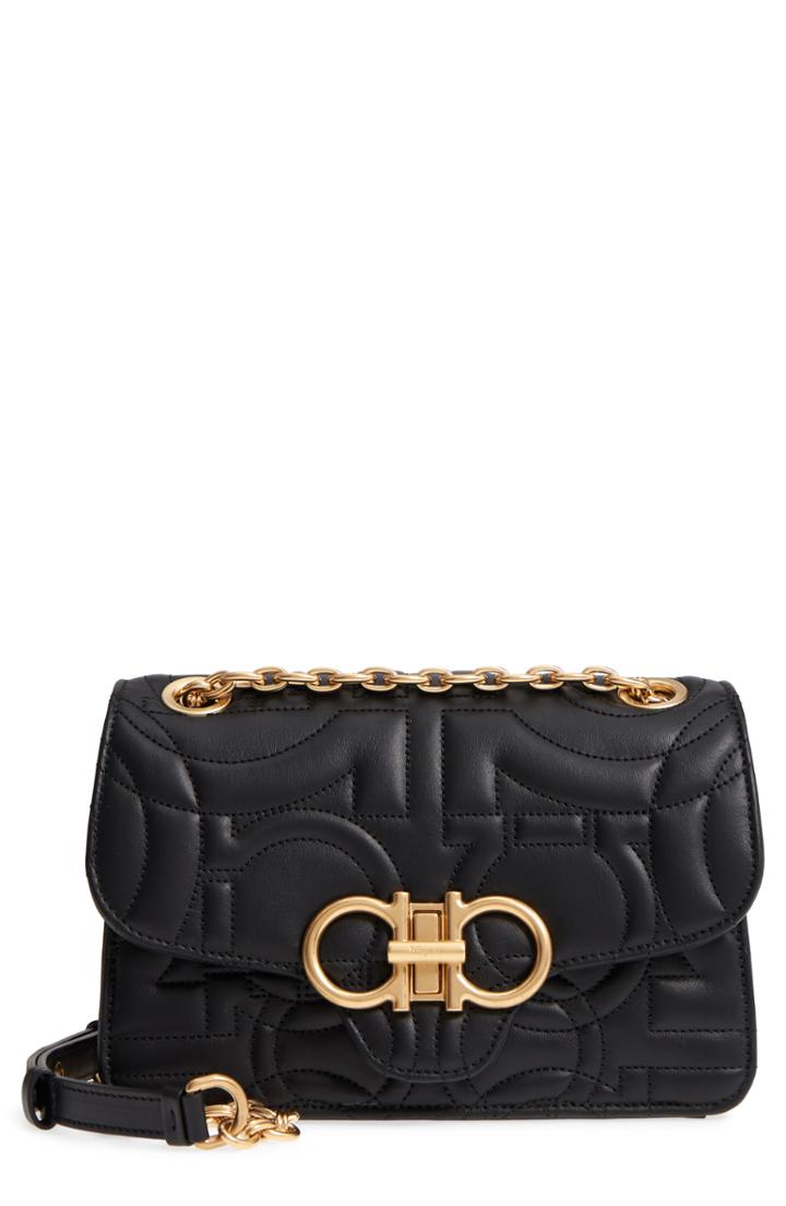 Salvatore Ferragamo Quilted Gancio Leather Shoulder Bag -