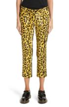 Women's Junya Watanabe Cheetah Print Crop Skinny Pants - Yellow