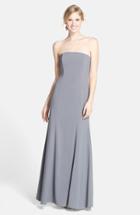 Women's Dessy Collection Strapless Crepe Trumpet Gown - Grey