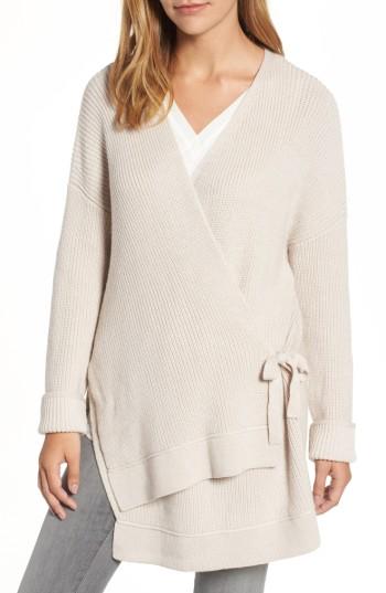 Women's Velvet By Graham & Spencer Side Tie Cardigan - Beige