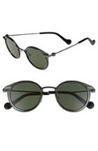 Women's Moncler 58mm Mirrored Round Sunglasses - Shiny Gunmetal/ Green