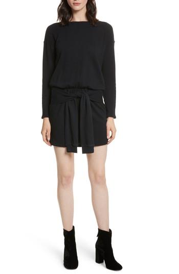 Women's Joie Lucya Tie Waist Cotton Minidress - Black