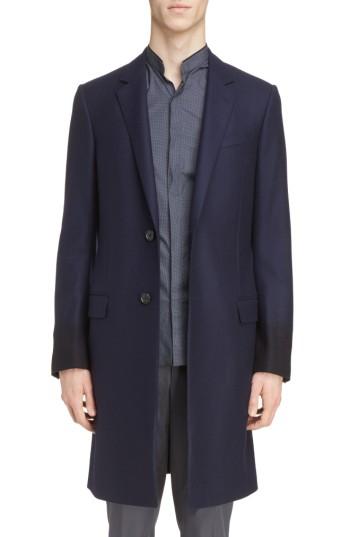 Men's Lanvin Overdyed Sleeve Slim Wool Coat