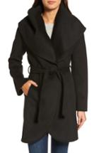 Women's Tahari Marla Double Face Wool Blend Wrap Coat - Black