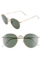 Women's Ray-ban 53mm Round Sunglasses - Gold/ Green Gold