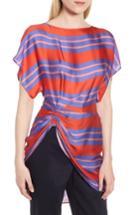 Women's Lewit Stripe Silk Top - Red