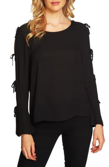 Women's Cece Split Sleeve Bow Blouse - Black