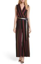 Women's Diane Von Furstenberg Stripe Faux Wrap Jumpsuit - Black