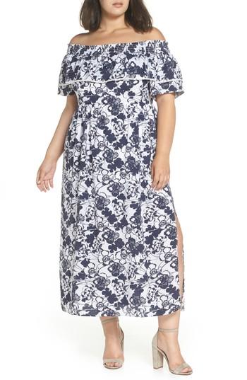 Women's Chelsea28 Off The Shoulder Ruffle Maxi Dress (similar To 14w-16w) - Blue