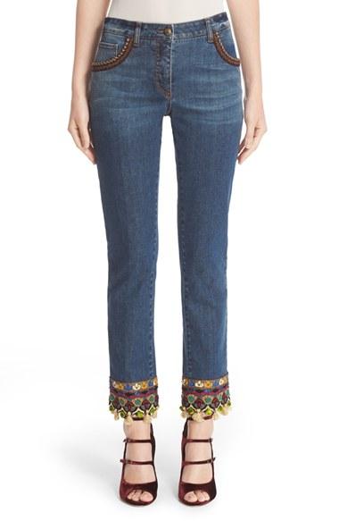 Women's Etro Beaded & Embroidered Crop Jeans