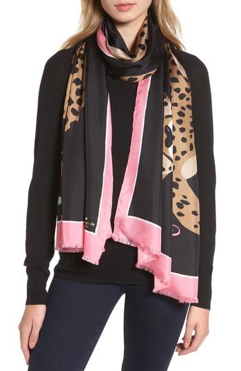 Women's Kate Spade New York Classic Cheetah Oblong Silk Scarf