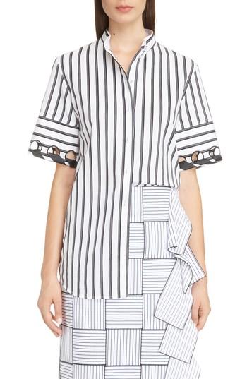 Women's Victoria, Victoria Beckham Laced Sleeve Shirt Us / 4 Uk - White