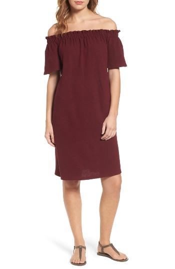 Women's Caslon Off The Shoulder Slub Knit Shift Dress - Burgundy