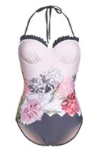 Women's Ted Baker London Palace Gardens Frill Cup Convertible One-piece Swimsuit A/b - Pink
