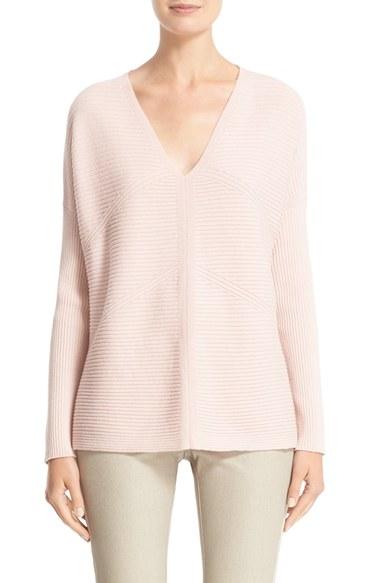 Women's Lafayette 148 New York V-neck Wool Flannel Sweater