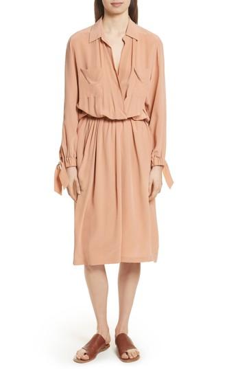 Women's Vince Silk Slit Back Shirtdress - Pink