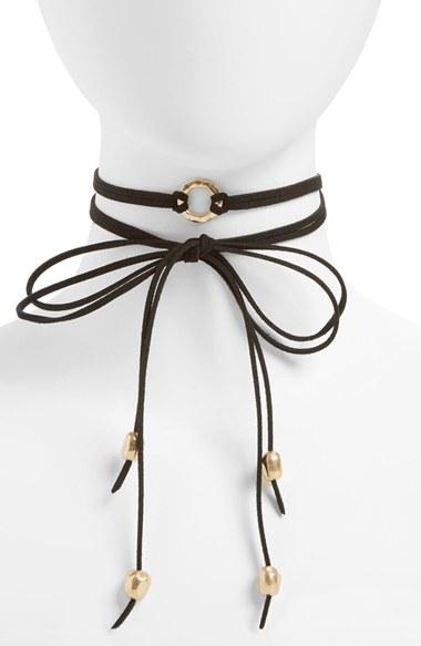 Women's Canvas Jewelry Leather & Metal Wrap Necklace