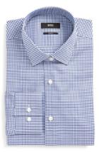 Men's Boss Jenno Slim Fit Easy Iron Plaid Dress Shirt .5 - Blue
