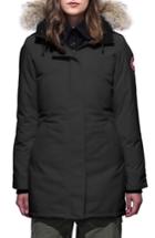 Women's Canada Goose Victoria Fusion Fit Down Parka With Genuine Coyote Fur Trim (10-12) - Black