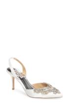Women's Badgley Mischka Barnes Crystal Embellished Slingback Pump M - White