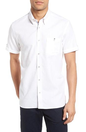 Men's Ted Baker London Rexx Textured Check Sport Shirt (m) - White