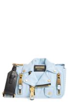 Moschino Biker Jacket Leather Shoulder Bag - Blue