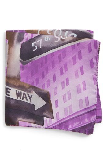 Men's Eton New York Store Silk Pocket Square, Size - Purple